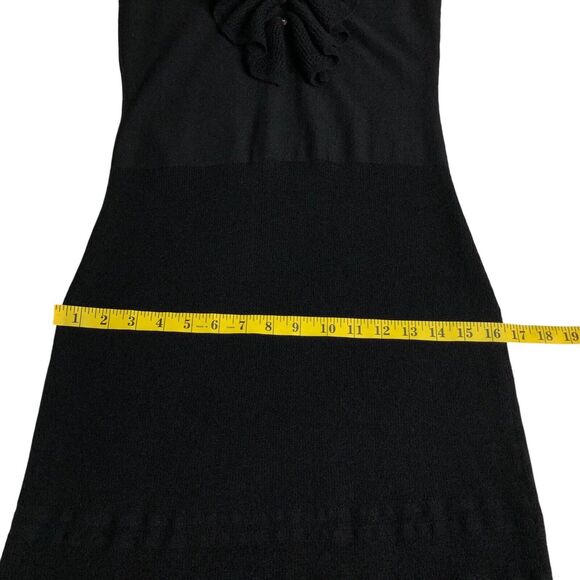 Ralph Lauren Rugby Dress Small Black Wool Knit Sweater Crochet Ruffle Preppy Y2K - Picture 12 of 14